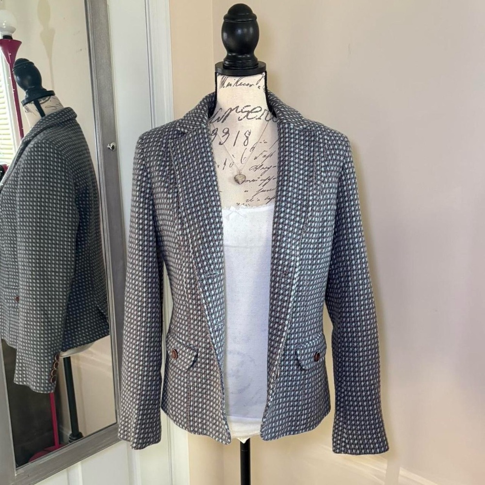 liz claiborne wool angora tweed blazer jacket - Picture 8 of 9
